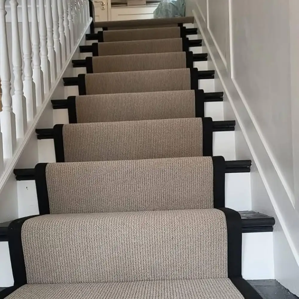 Resilient nylon carpet on stairs.