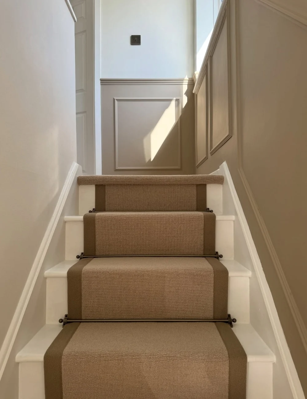 Natural sisal stair carpet runner.
