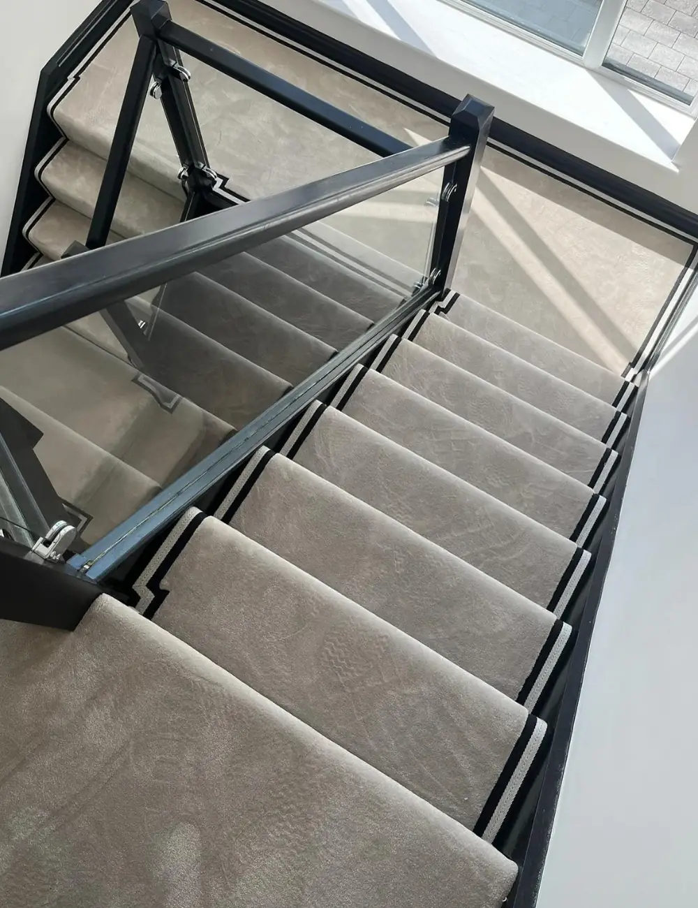 Seamless wall to wall stair carpet.