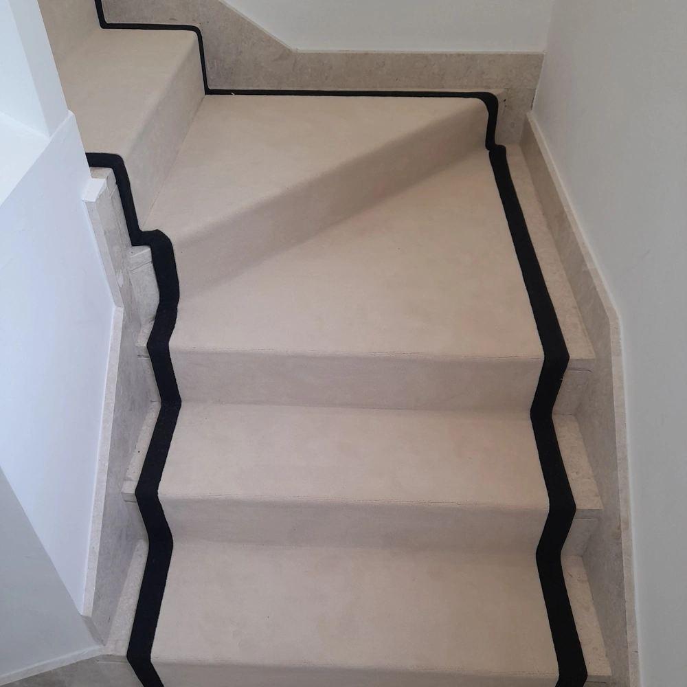 Durable commercial stair carpet installation