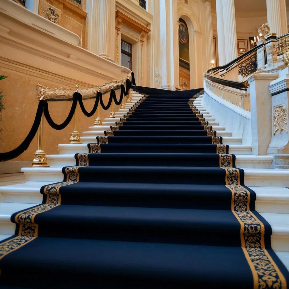 Premium carpet for hotel stairs.