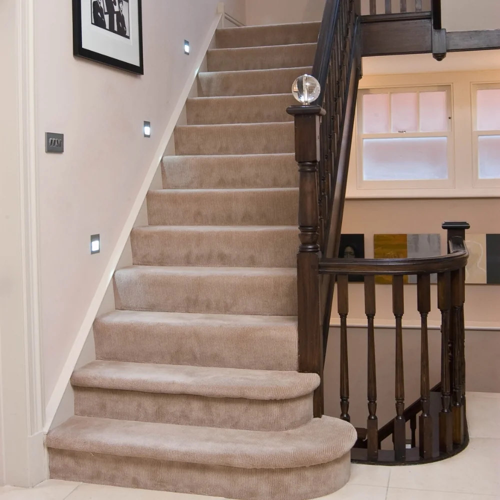 Durable carpet for apartment stairs.