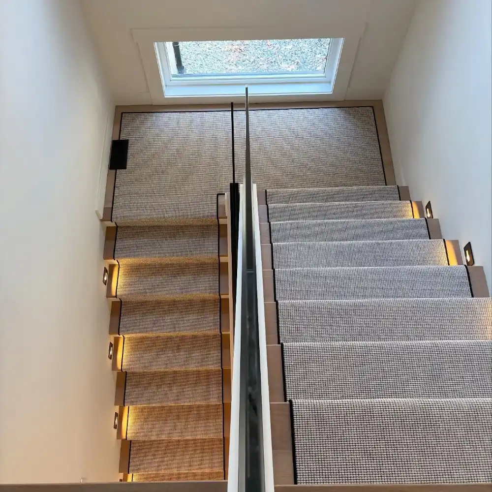 Sisal natural fiber stair runner.