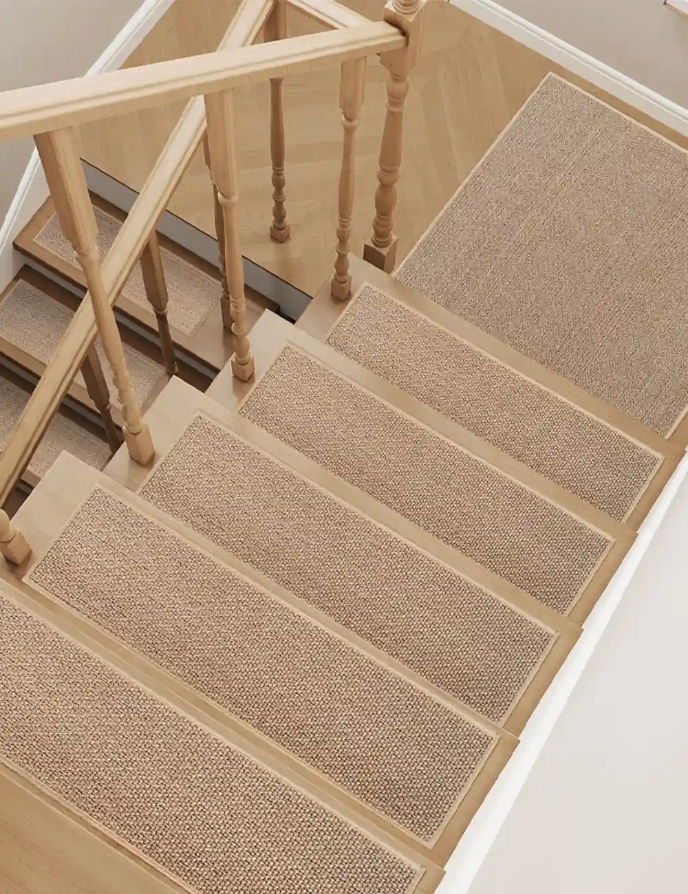 Safe anti slip stair carpet.