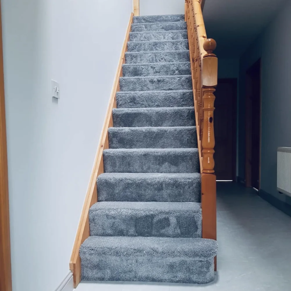 Deep blue wool stair carpet