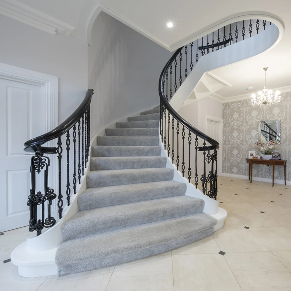Full carpet covering villa stairs.