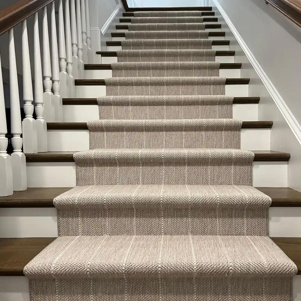 Luxury grey wool stair carpet