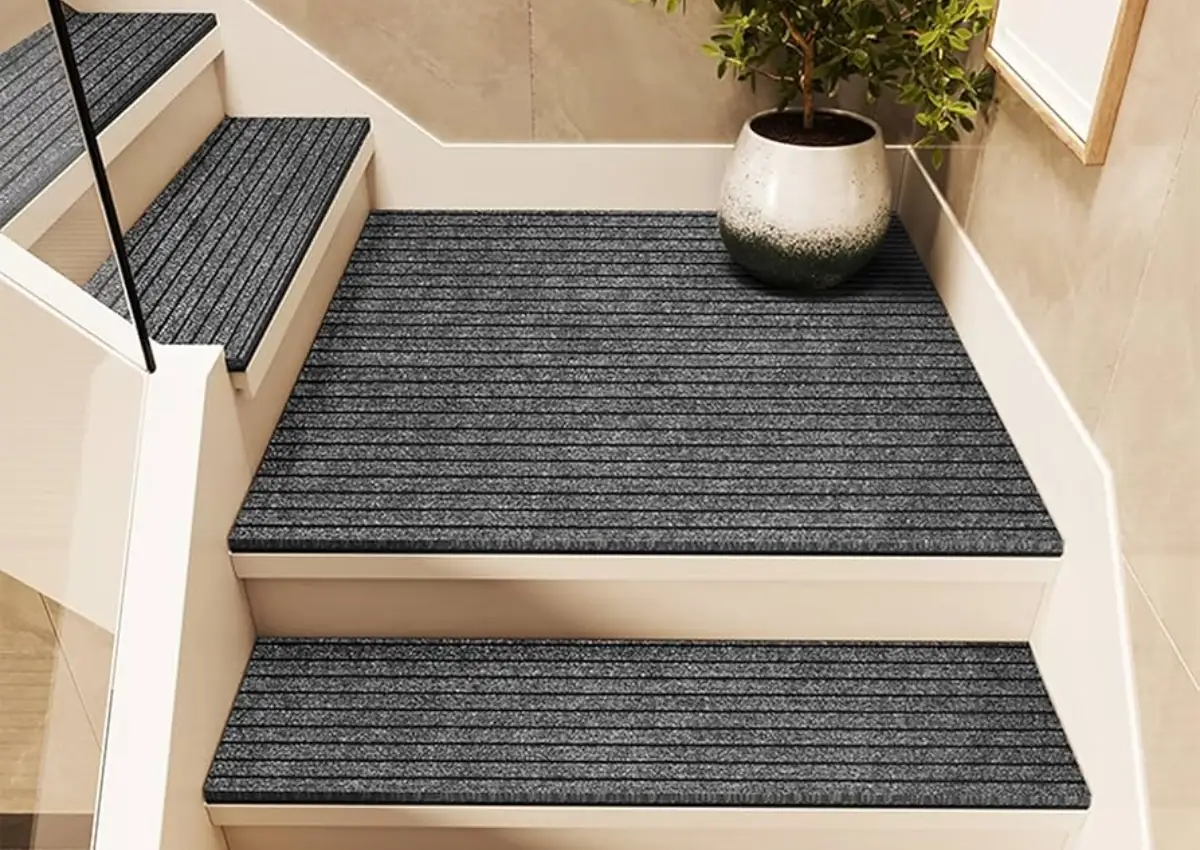 Anti-Slip Rubberized Stair Carpets backing.
