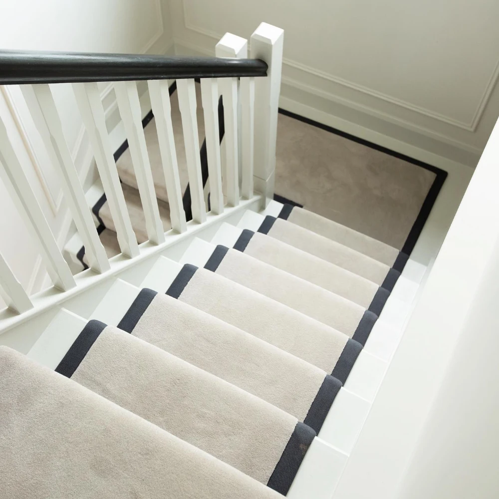 Minimalist grey stair runner project.