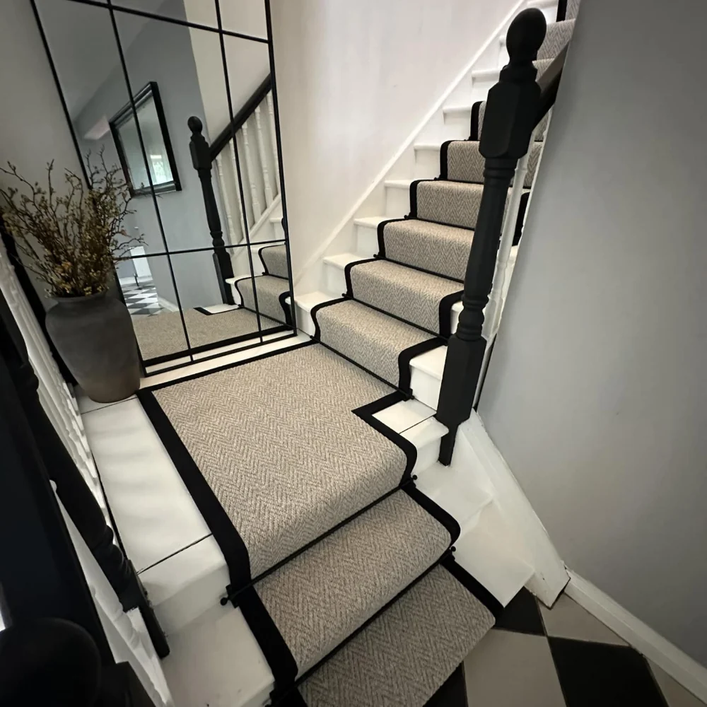 Bold striped stair carpet design