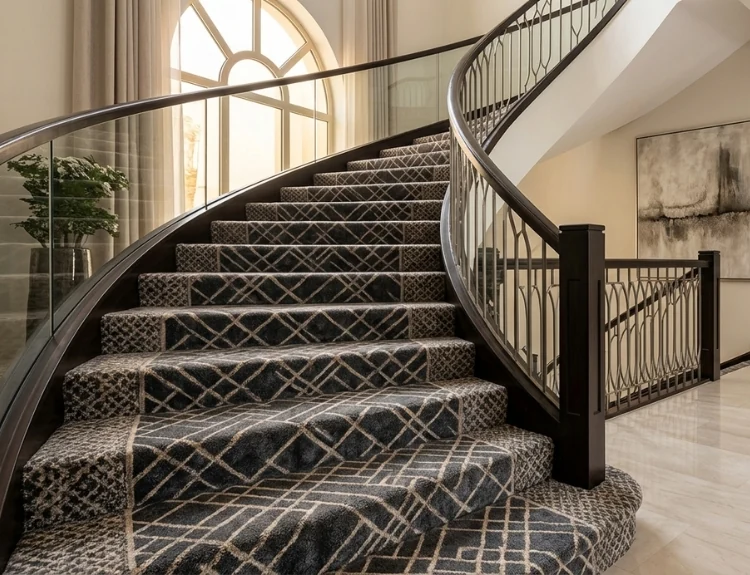 Full Coverage Stair Carpet Design.
