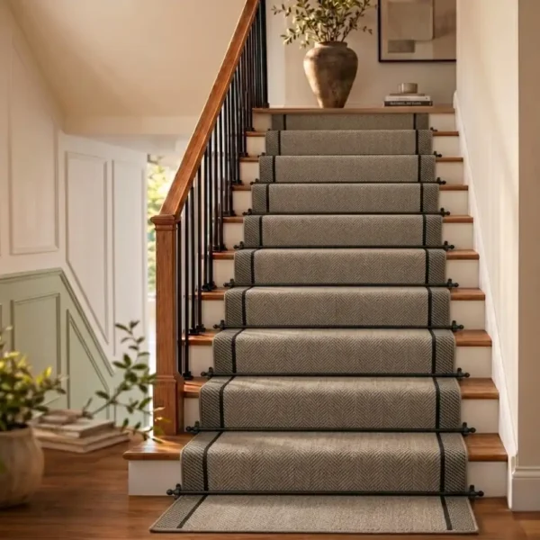 Black border stair runner carpet
