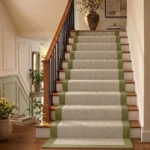 Rustic olive stair carpet border