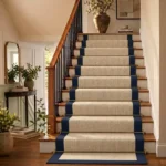 Navy blue stair carpet border