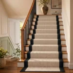 Black border wool stair runner